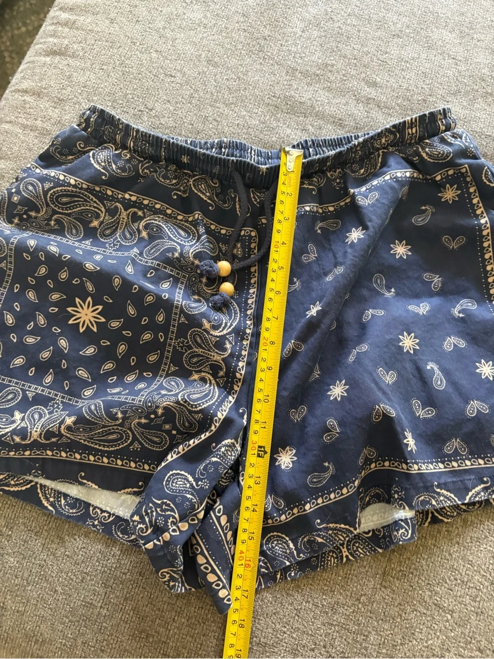Navy Bandana Print Drawstring Women's Shorts